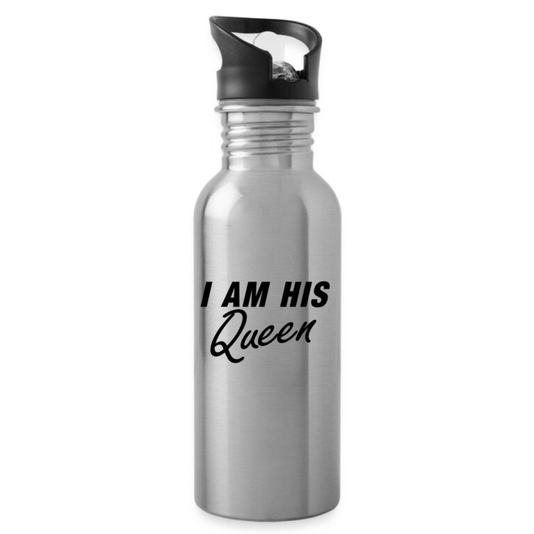 i-am-his-queen-trinkflasche-mit-integriertem-trinkhalm-lightsilver