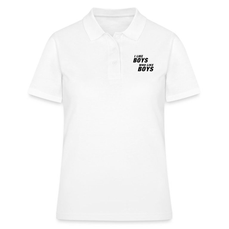 i-like-boys-who-like-boys-black-frauen-polo-shirt-weiss