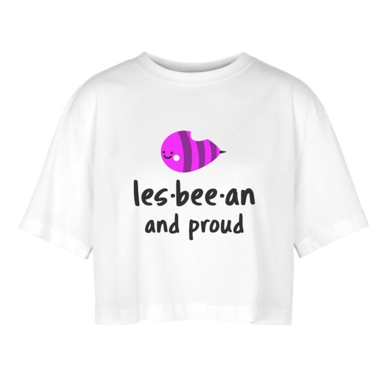 lesbian-an-proud-frauen-oversized-cropped-t-shirt-weiss