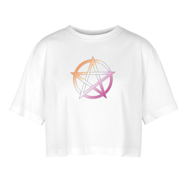 lesbian-pride-pentagramm-frauen-oversized-cropped-t-shirt-weiss