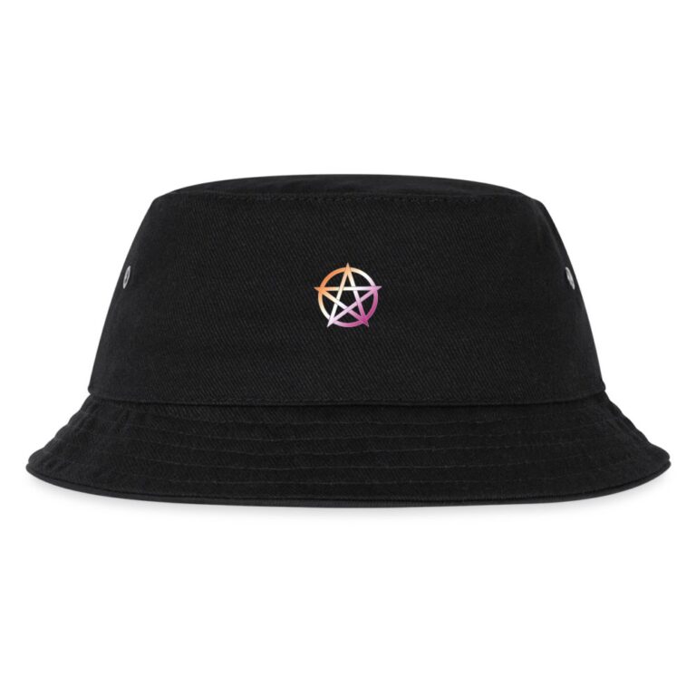 lesbian-pride-pentagramm-kinder-bucket-hat-schwarz
