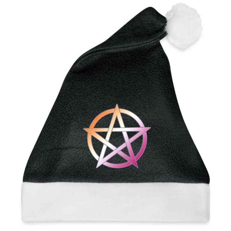 lesbian-pride-pentagramm-weihnachtsmuetze-schwarz-weiss