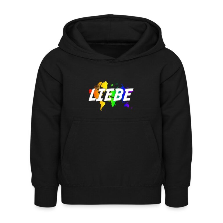 liebe-auf-weltkarte-kinder-hoodie-schwarz