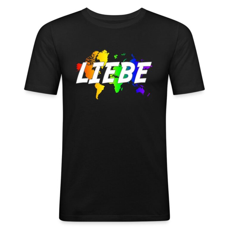 liebe-auf-weltkarte-maenner-slim-fit-t-shirt-schwarz