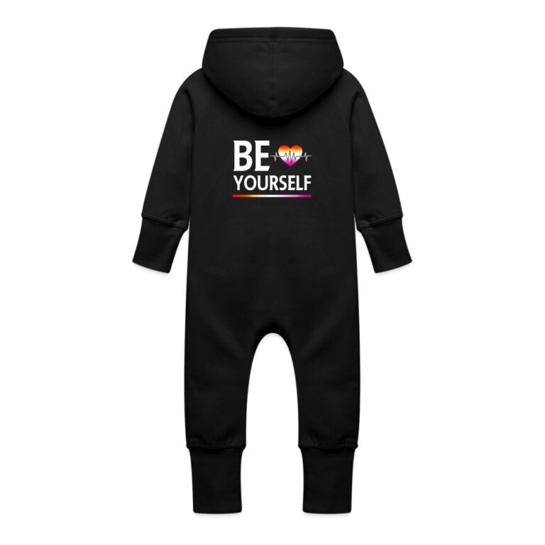 liebevolles-statement-be-yourself-herzschlag-baby-bio-sweat-overall-mit-kapuze-schwarz