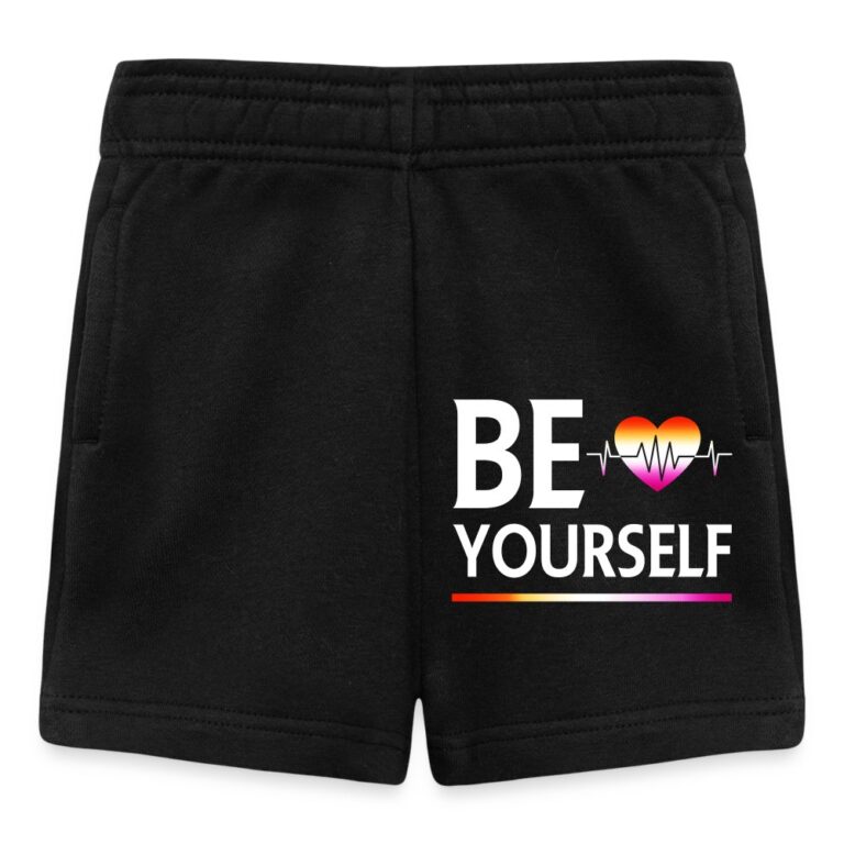 liebevolles-statement-be-yourself-herzschlag-baby-shorts-schwarz