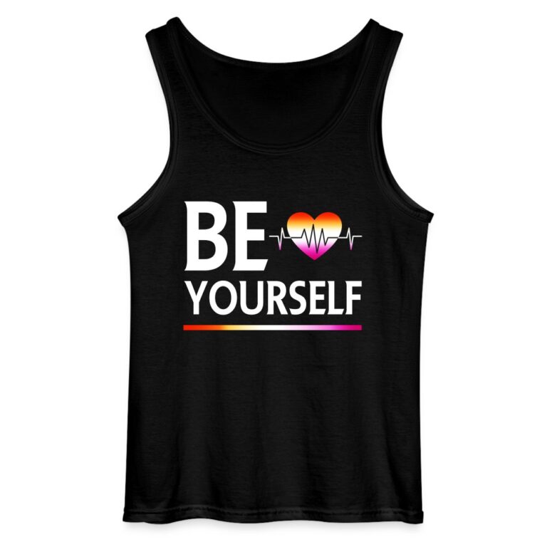 liebevolles-statement-be-yourself-herzschlag-gildan-maenner-tank-top-schwarz