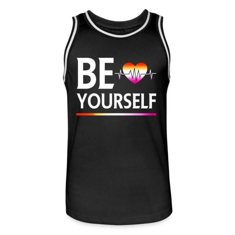 liebevolles-statement-be-yourself-herzschlag-maenner-basketball-trikot-schwarz-weiss