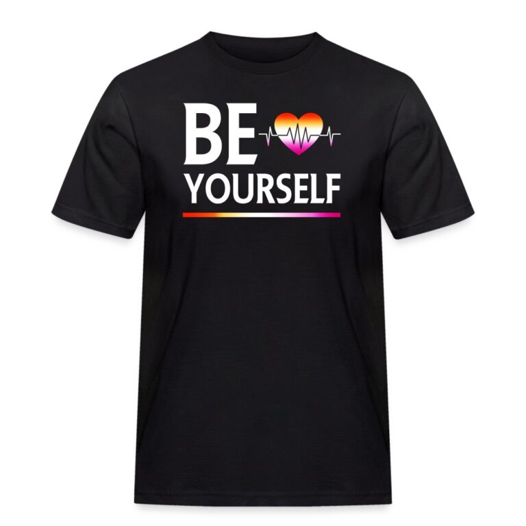 liebevolles-statement-be-yourself-herzschlag-maenner-workwear-t-shirt-schwarz