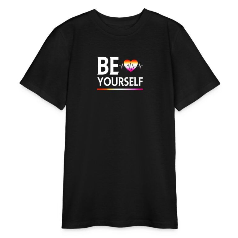 liebevolles-statement-be-yourself-herzschlag-stanleystella-bio-teenager-t-shirt-mini-creator-schwarz