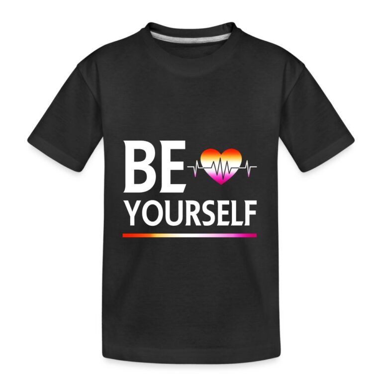 liebevolles-statement-be-yourself-herzschlag-teenager-premium-bio-t-shirt-schwarz