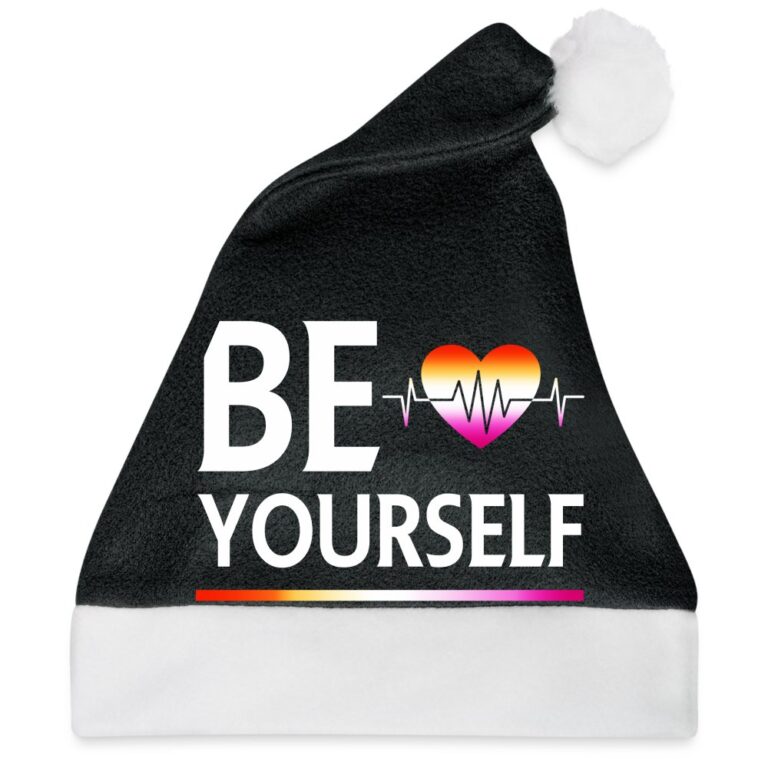liebevolles-statement-be-yourself-herzschlag-weihnachtsmuetze-schwarz-weiss