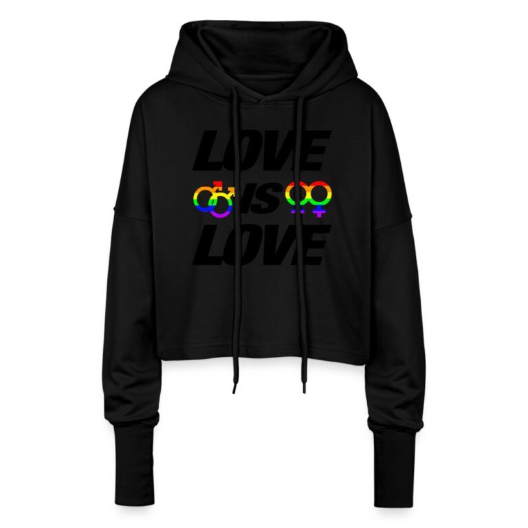 love-is-love-cropped-frauen-hoodie-schwarz