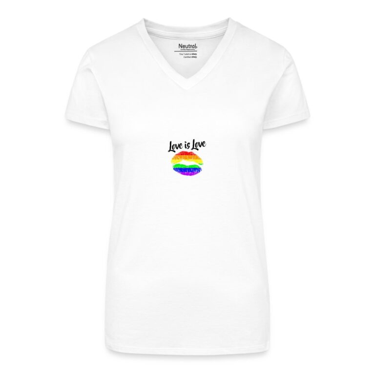 love-is-love-lips-bio-frauen-t-shirt-mit-v-ausschnitt-weiss