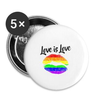 Love is Love Lips - Buttons klein 25 mm (5er Pack) Weiß