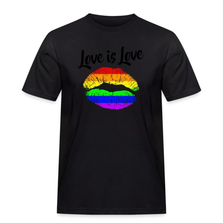 love-is-love-lips-maenner-workwear-t-shirt-schwarz