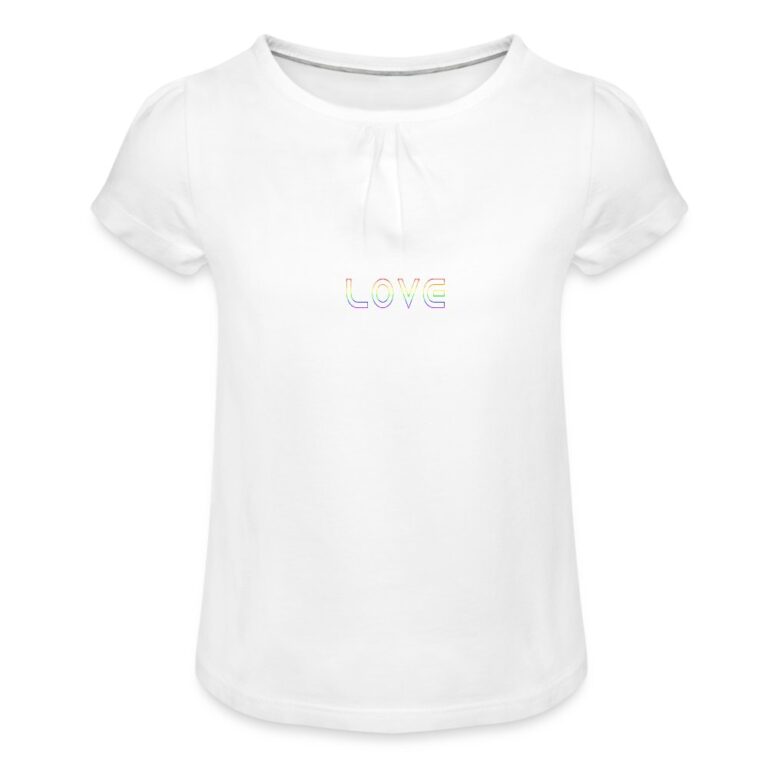 love-who-you-want-maedchen-t-shirt-mit-raffungen-weiss