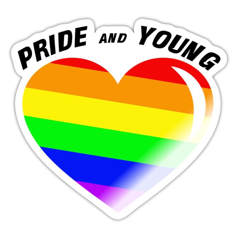 pride-and-young-sticker-weiss-glaenzend