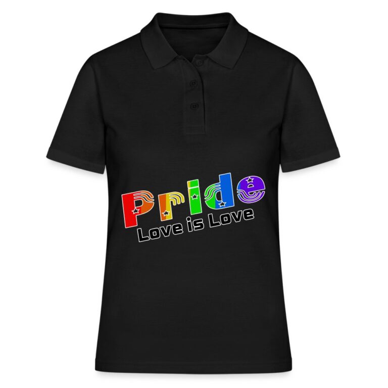 pride-love-is-love-frauen-polo-shirt-schwarz