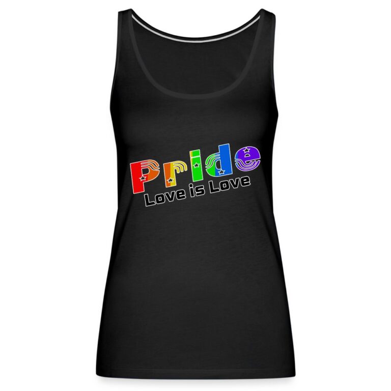 pride-love-is-love-frauen-premium-tank-top-schwarz