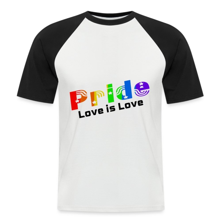 pride-love-is-love-maenner-baseball-t-shirt-weiss-schwarz