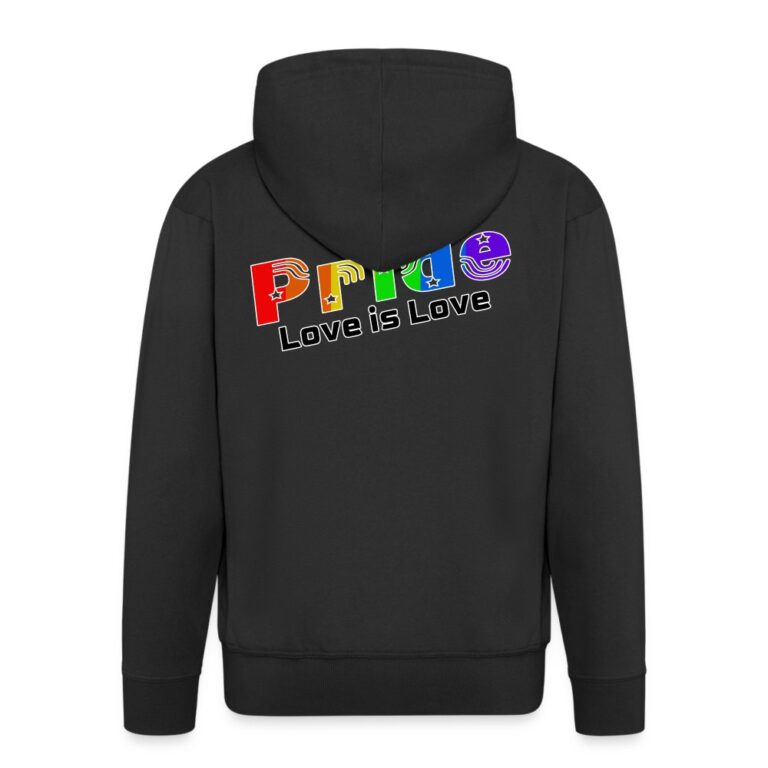 pride-love-is-love-maenner-premium-kapuzenjacke-schwarz