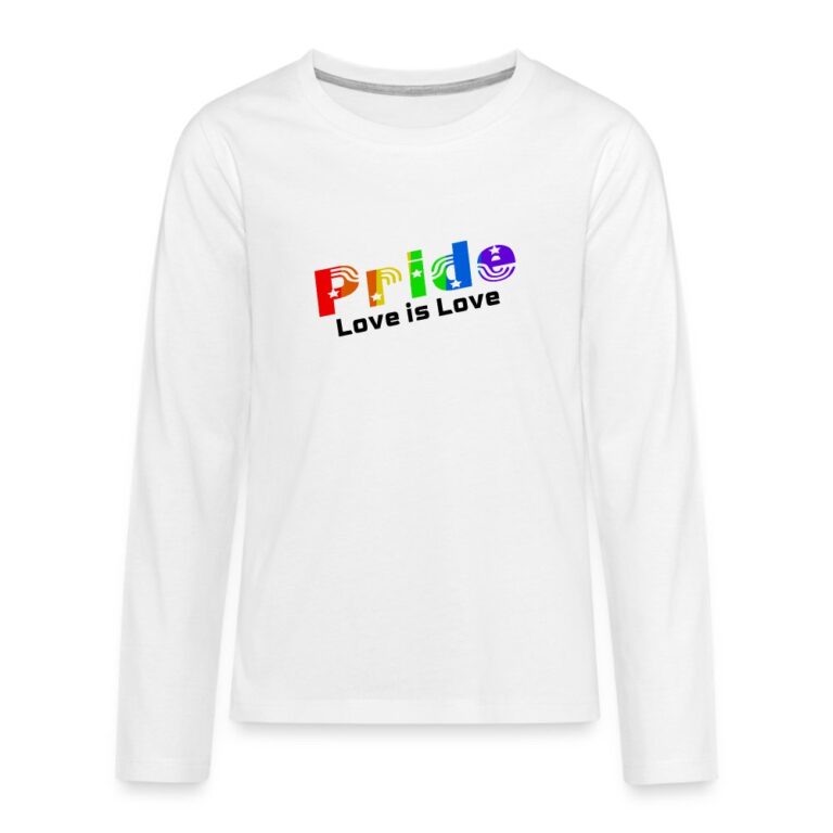 pride-love-is-love-teenager-premium-langarmshirt-weiss