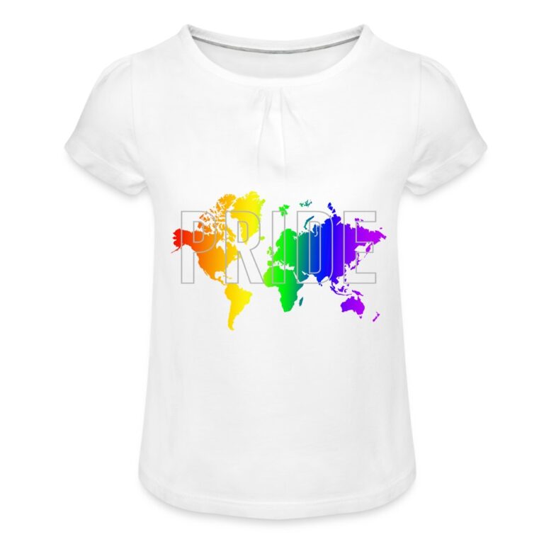 pride-worldmap-maedchen-t-shirt-mit-raffungen-weiss