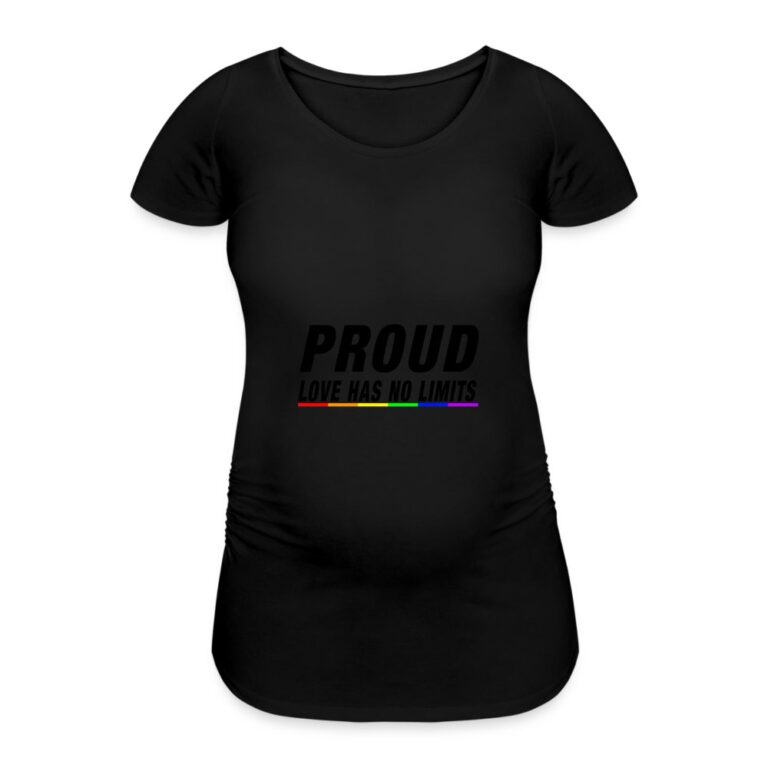 proud-love-has-no-limits-frauen-schwangerschafts-t-shirt-schwarz