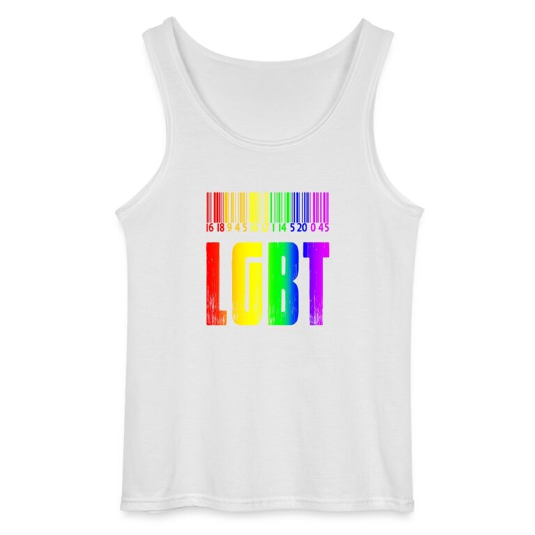 regenbogen-barcode-lgbt-design-gildan-maenner-tank-top-weiss