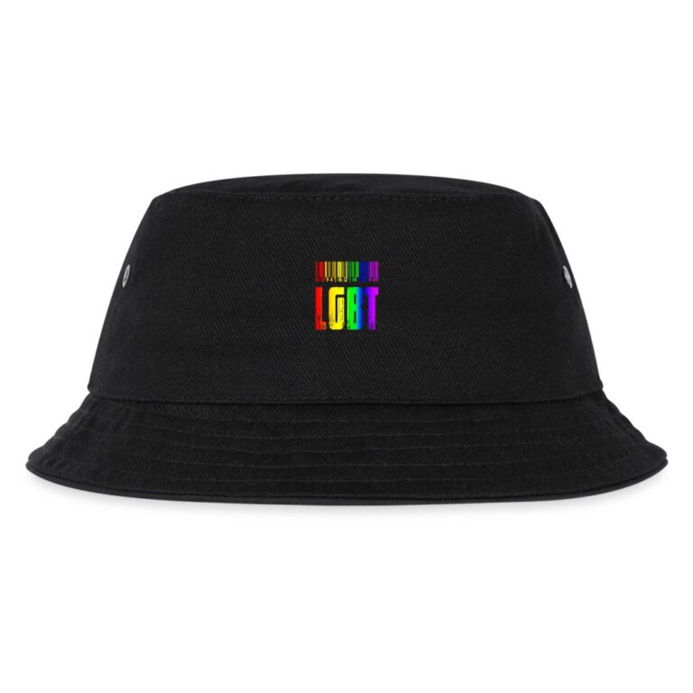 regenbogen-barcode-lgbt-design-kinder-bucket-hat-schwarz