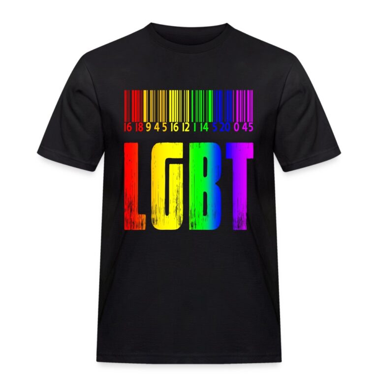regenbogen-barcode-lgbt-design-maenner-workwear-t-shirt-schwarz