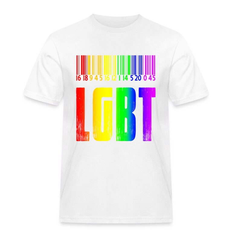 regenbogen-barcode-lgbt-design-maenner-workwear-t-shirt-weiss