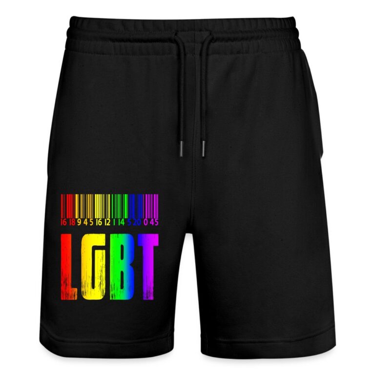 regenbogen-barcode-lgbt-design-stanleystella-unisex-bio-joggingshorts-trainer-schwarz