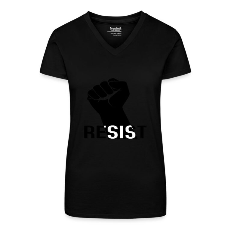 resist-bio-frauen-t-shirt-mit-v-ausschnitt-schwarz