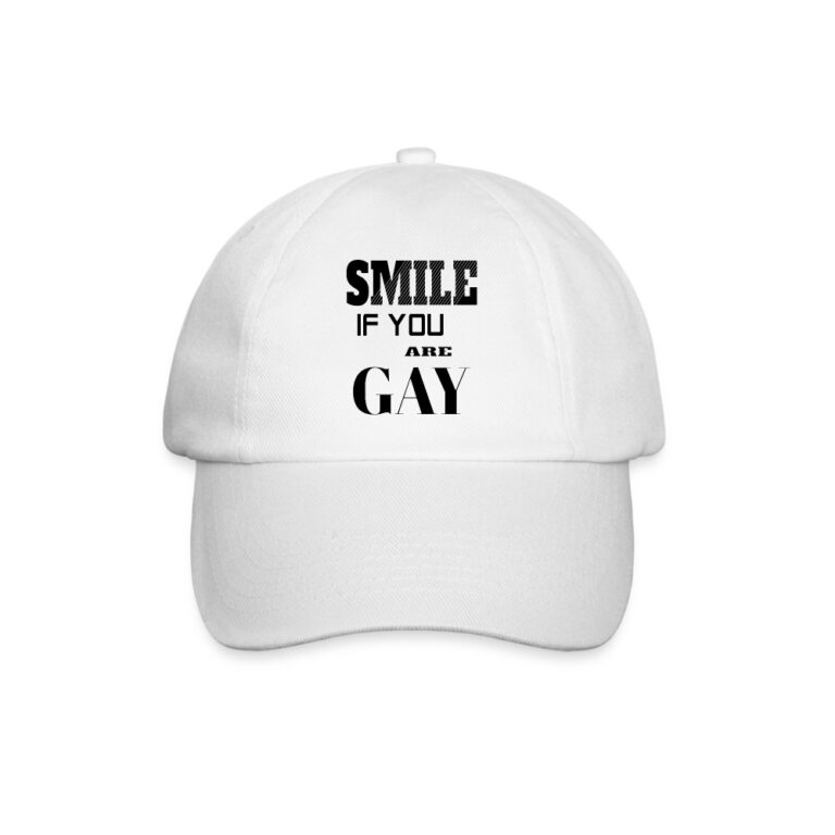 smile-if-you-are-gay-baseballkappe-weiss-weiss