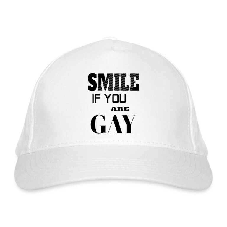 smile-if-you-are-gay-bio-baseballkappe-weiss