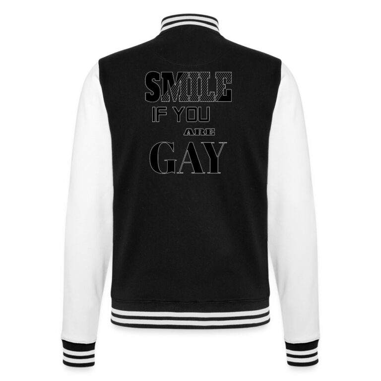 smile-if-you-are-gay-college-sweatjacke-schwarz-weiss