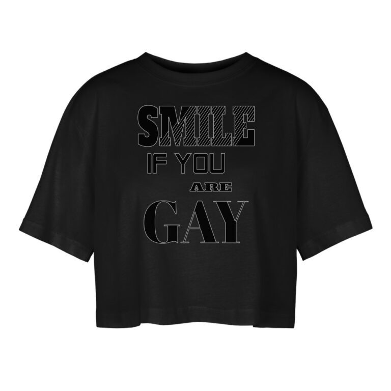 smile-if-you-are-gay-frauen-oversized-cropped-t-shirt-schwarz