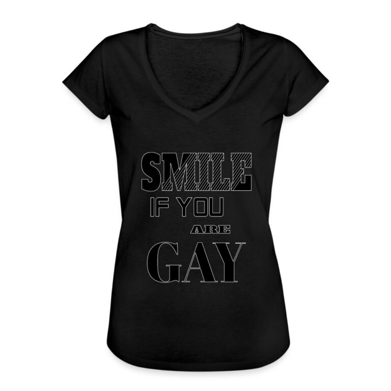 smile-if-you-are-gay-frauen-vintage-t-shirt-schwarz