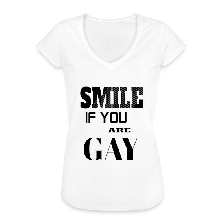 smile-if-you-are-gay-frauen-vintage-t-shirt-weiss