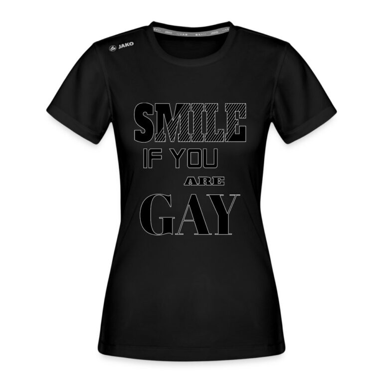 smile-if-you-are-gay-jako-frauen-t-shirt-run-20-schwarz
