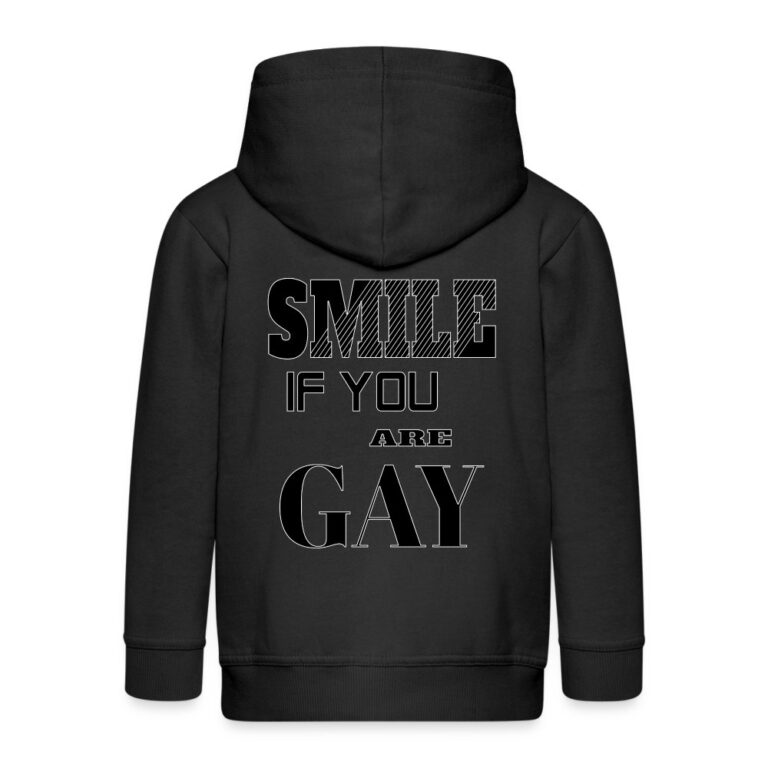 smile-if-you-are-gay-kinder-premium-kapuzenjacke-schwarz