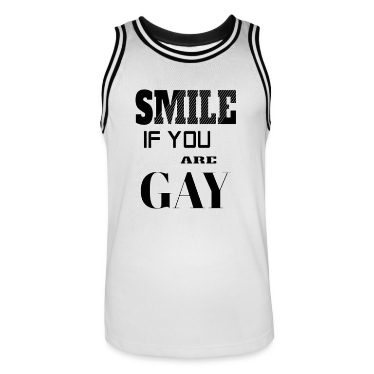 smile-if-you-are-gay-maenner-basketball-trikot-weiss-schwarz