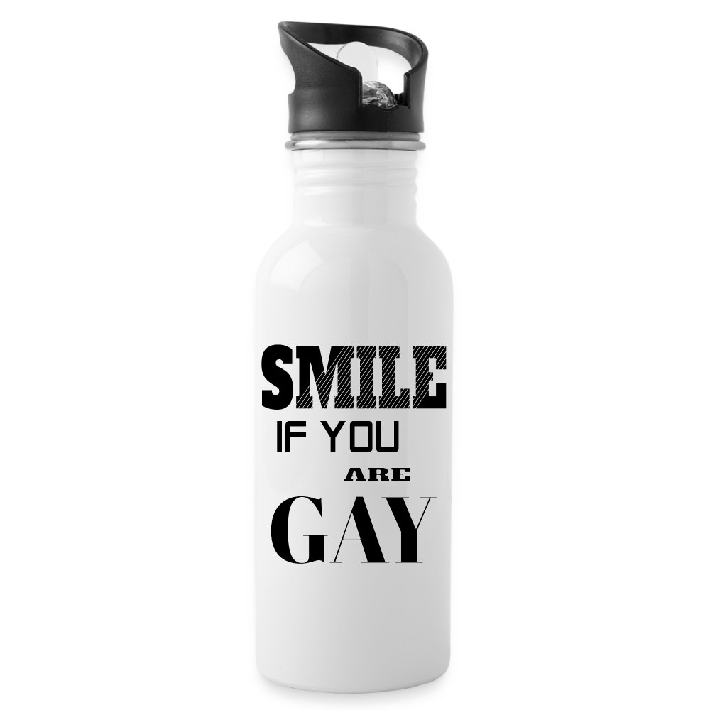 Smile if you are gay - Trinkflasche mit integriertem Trinkhalm Weiß