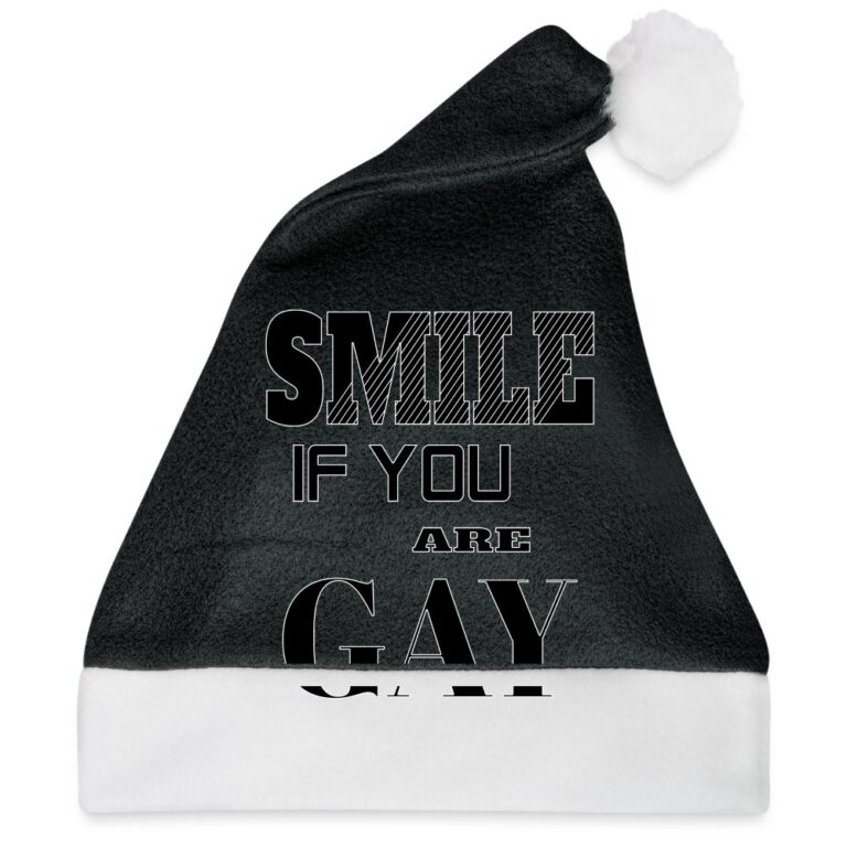 smile-if-you-are-gay-weihnachtsmuetze-schwarz-weiss