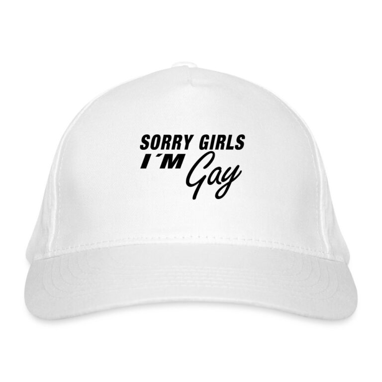 sorry-girls-im-gay-bio-baseballkappe-weiss