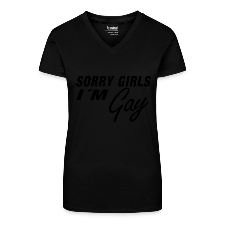 sorry-girls-im-gay-bio-frauen-t-shirt-mit-v-ausschnitt-schwarz
