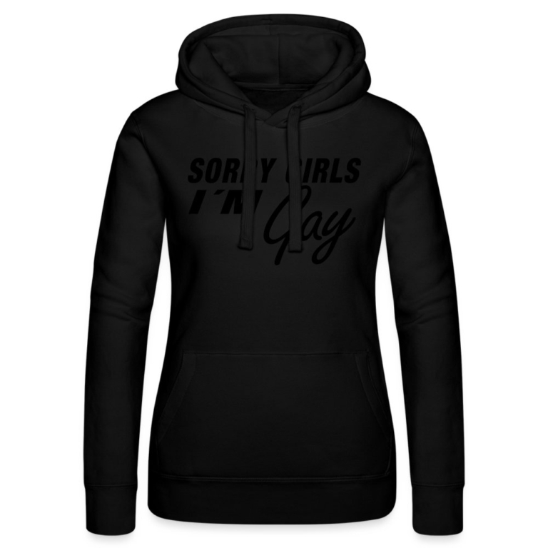 sorry-girls-im-gay-frauen-kapuzen-sweater-von-russell-schwarz