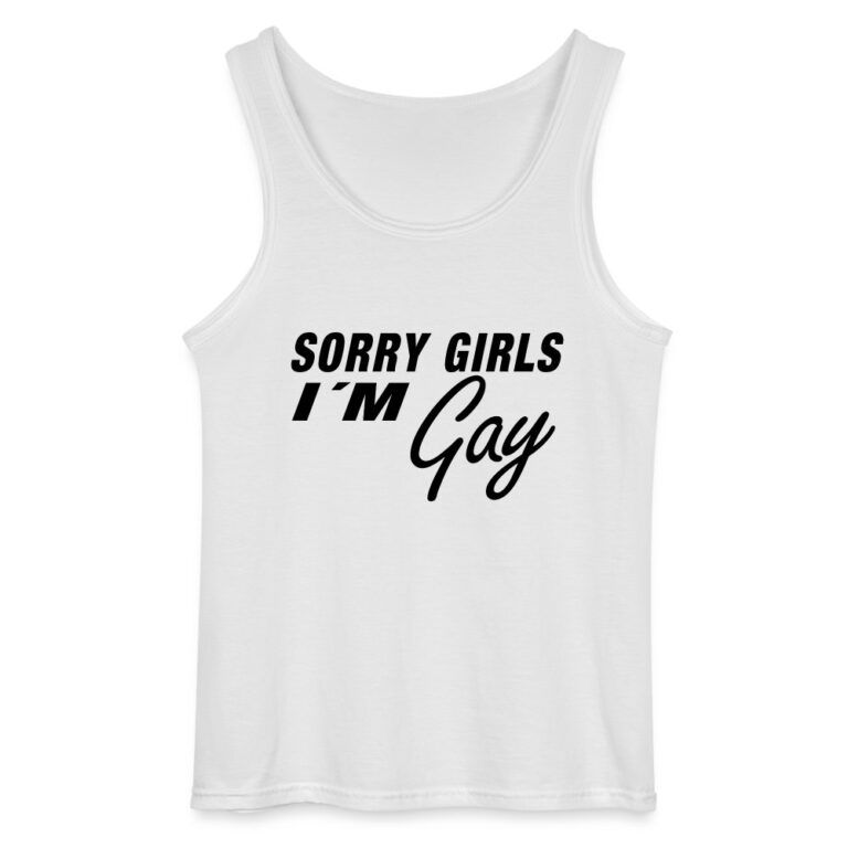 sorry-girls-im-gay-gildan-maenner-tank-top-weiss
